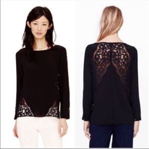 Club Monaco Doris Black Lace Silk Blouse XS
